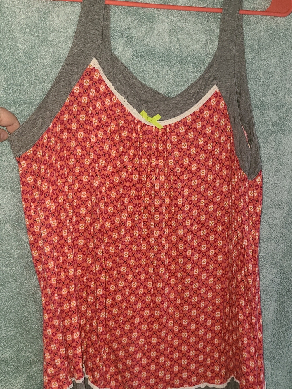 Simply Vera Vera Wang Red Floral Camisole with Gray Trim